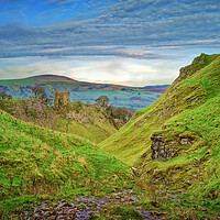 Buy canvas prints of Peveril Castle from Cave Dale by Darren Galpin
