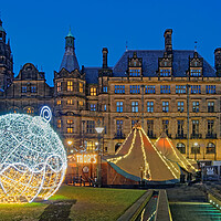 Buy canvas prints of Sheffield Town Hall & Peace Gardens at Christmas by Darren Galpin