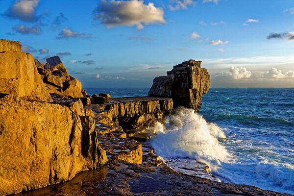 Pulpit Rock and stormy seas Picture Board by Darren Galpin
