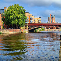 Buy canvas prints of Crown Point Bridge & River Aire in Leeds by Darren Galpin