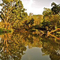 Buy canvas prints of The Moyar River being reflective by Norwyn Cole