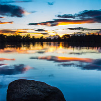 Buy canvas prints of Bolam lake sunset. by Mark Aynsley