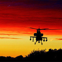 Buy canvas prints of Apache helicopter sky, sunset by Catherine Davies