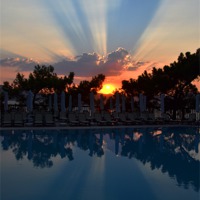 Buy canvas prints of Swimming Pool Sunset by Shaun Cope
