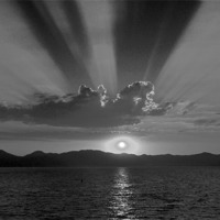 Buy canvas prints of Black and White Sunset by Shaun Cope