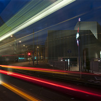 Buy canvas prints of Tram Light Trails by Tracey Whitefoot