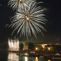 Buy canvas prints of Fireworks on the River Trent by Tracey Whitefoot