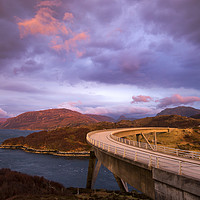 Buy canvas prints of Dusk at the Kylesku Bridge by Tracey Whitefoot