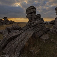 Buy canvas prints of Great Staple Tor Sunset by CHRIS BARNARD