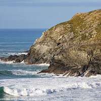 Buy canvas prints of Waves off Holywell Bay Cornwall by CHRIS BARNARD