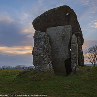 Buy canvas prints of Sunset Trethevy Quoit by CHRIS BARNARD