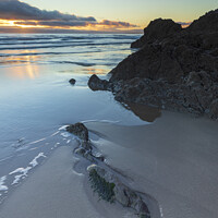 Buy canvas prints of Sunset Freathy Cornwall by CHRIS BARNARD
