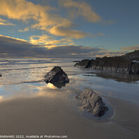 Buy canvas prints of Sunset Freathy Beach Cornwall by CHRIS BARNARD