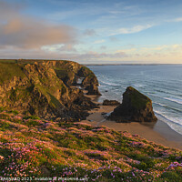 Buy canvas prints of Spring at Bedruthan Steps by CHRIS BARNARD