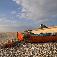Buy canvas prints of Rowing boat on Chesil Beach Dorset by CHRIS BARNARD