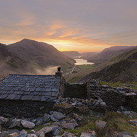 Buy canvas prints of Warnscale Bothy at sunset by CHRIS BARNARD