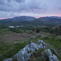 Buy canvas prints of Sunset over Elterwater by CHRIS BARNARD