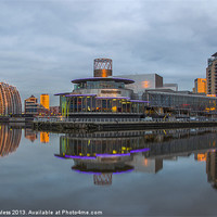 Buy canvas prints of Sun setting Salford Quays by Pete Lawless