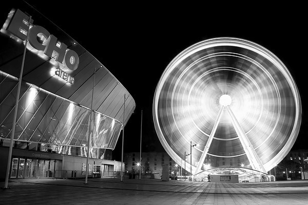 The Wheel of Liverpool mono Picture Board by Pete Lawless