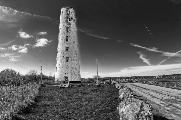 Leasowe Lighthouse mono Picture Board by Pete Lawless