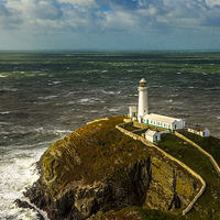 Buy canvas prints of  South Stack in 70mph winds by Pete Lawless