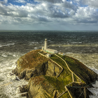 Buy canvas prints of  South Stack in 70mph winds by Pete Lawless
