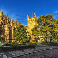 Buy canvas prints of  Exeter Cathedral in the glow of the morning Sun. by Pete Lawless