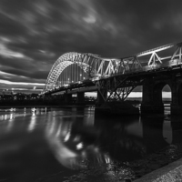 Buy canvas prints of  Runcorn Bridge - Silver Jubilee Bridge by Pete Lawless