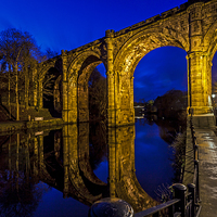 Buy canvas prints of   Knaresborough Viaduct at night by Pete Lawless