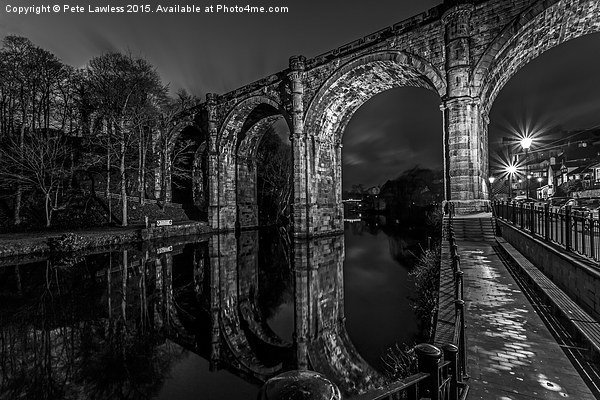    Knaresborough Viaduct at night mono Picture Board by Pete Lawless