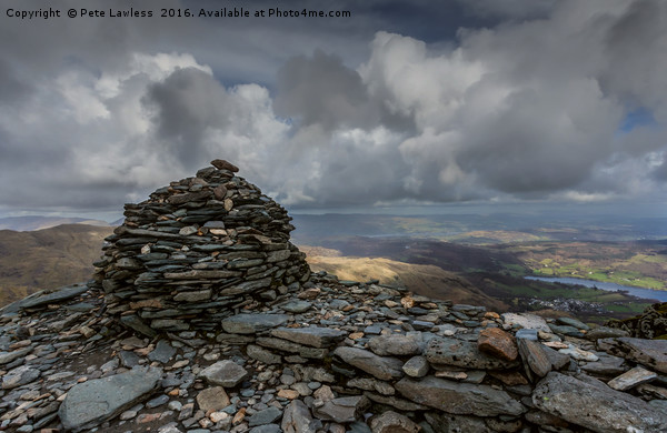 Top of the Old Man of Coniston Picture Board by Pete Lawless