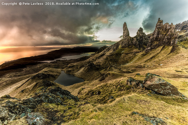 Old Man of Storr Dramatic Sunrise Picture Board by Pete Lawless