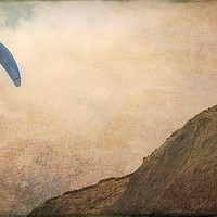 Buy canvas prints of Paragliding at Charmouth Beach Jurassic Coast by Liz Shewan