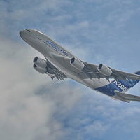 Buy canvas prints of  Airbus A 380 by Mark  F Banks