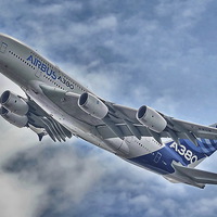 Buy canvas prints of  Airbus A380 by Mark  F Banks