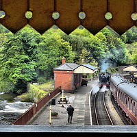Buy canvas prints of View from Llangollen railway Bridge , Wales by Mark  F Banks