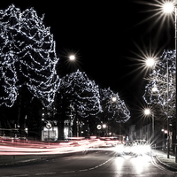 Buy canvas prints of Brackley Christmas lights by Jon Mills