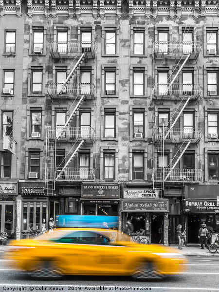 Yellow Cab, Hell's Kitchen Picture Board by Colin Keown