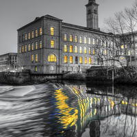 Buy canvas prints of  Salts Mill at Night by Chris Willman