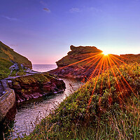 Buy canvas prints of Boscastle Harbour Sunset Cornwall by austin APPLEBY