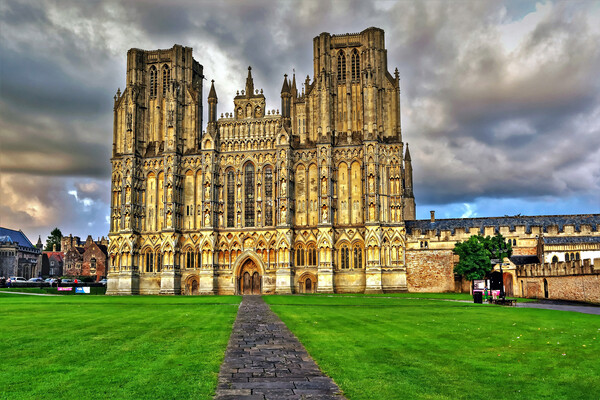 West Front Wells Cathedral Wells Somerset Picture Board by austin APPLEBY