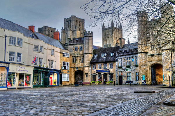 Wells Market Place and Cathedral Somerset Picture Board by austin APPLEBY