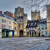 Buy canvas prints of Wells Market Place and Cathedral Somerset by austin APPLEBY