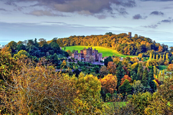 Autumn Dunster Castle and Conygar Tower Picture Board by austin APPLEBY