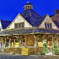 Buy canvas prints of Dunster Yarn Market Somerset at Christmas by austin APPLEBY