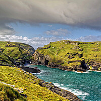 Buy canvas prints of Tintagel Castle and Bridge Cornwall by austin APPLEBY