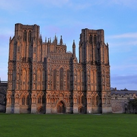 Buy canvas prints of WINTER SUNSET ON WELLS CATHEDRAL by austin APPLEBY