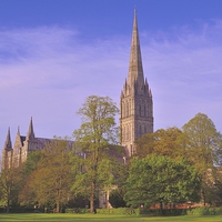 Buy canvas prints of SALISBURY CATHEDRAL SPIRE by austin APPLEBY