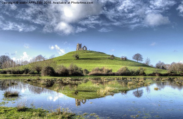  Burrow Mump Flood Reflections Picture Board by austin APPLEBY