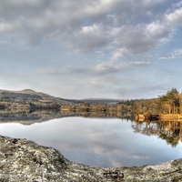 Buy canvas prints of  Burrator Reservoir Dartmoor Reflections by austin APPLEBY